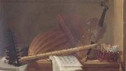 HUILLIOT, Pierre Nicolas Still Life of Musical Instruments (mk14) oil painting on canvas